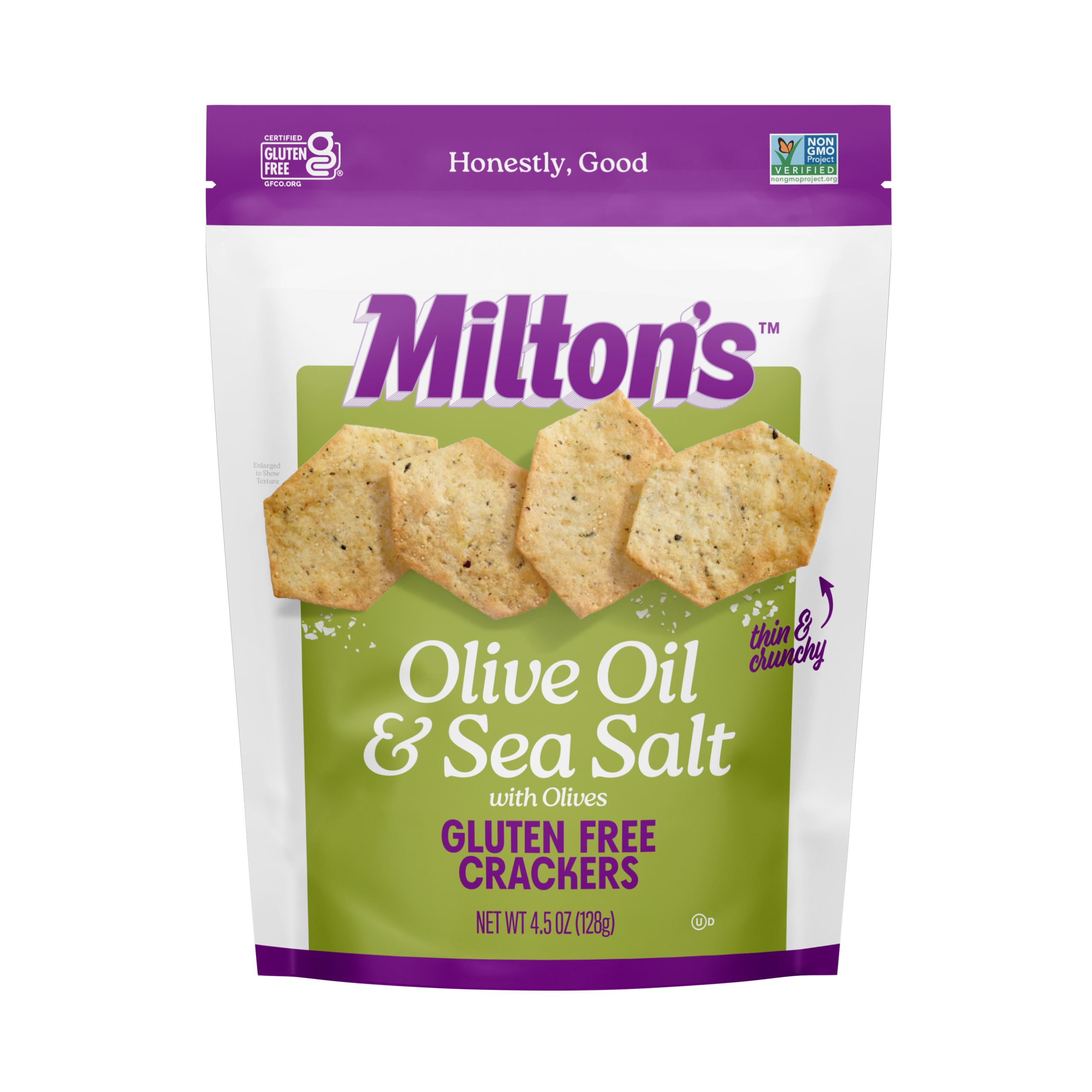 Milton’s – Cracker Glutenfreies Olivenöl Meersalz, 4,5 oz – Packung mit 12 Stück