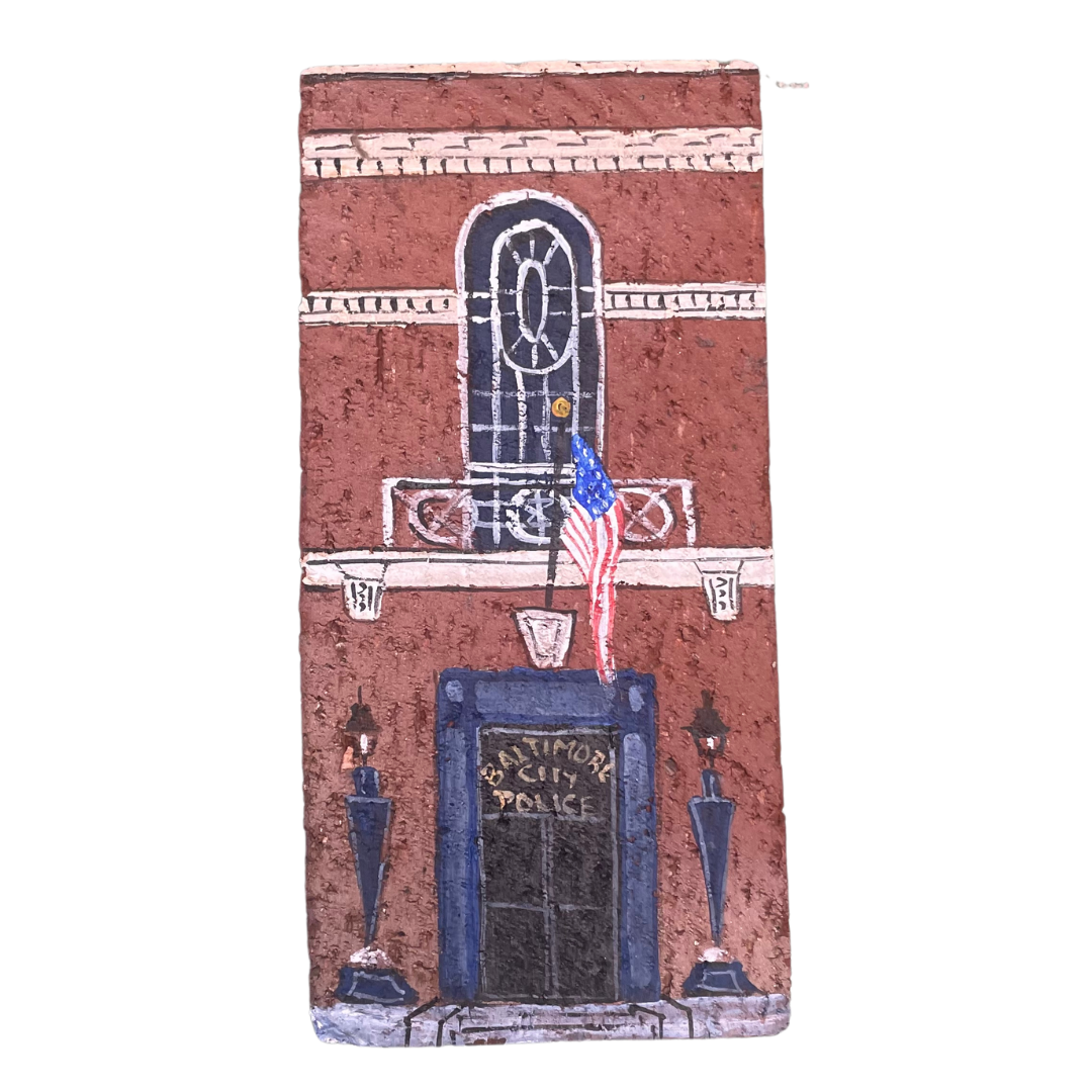 Linda Amtmann Handbemalter Ziegelstein – Baltimore City Police Station