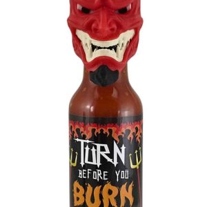 Turn Before You Burn scharfe Sauce mit Teufelsgesicht Flaschenkopf, . – 5oz