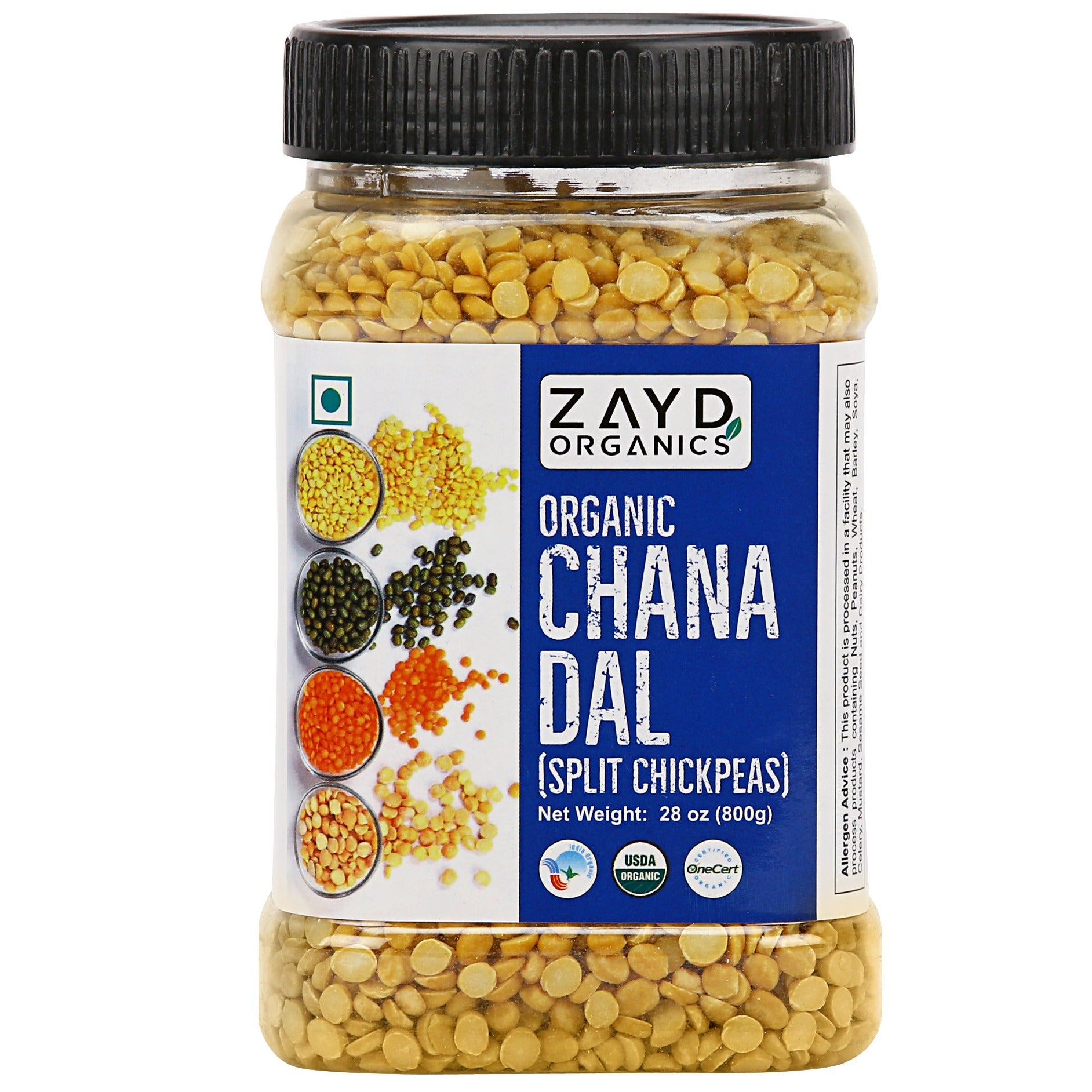 Zayd Bio Chana dal (Bengal Gramm gewaschen Split) usda bio zertifiziert, 1,7-Pfunde