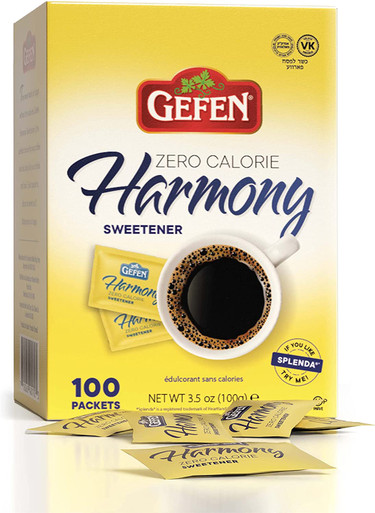 Gefen Harmony Zero Calorie Süßstoff, koscher für Passah, 100 Packungen