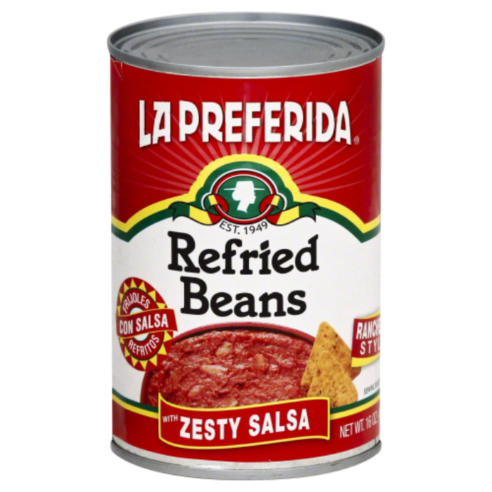 La Preferida Refried Beans Zesty Salsa, 16 Oz – 12er Packung