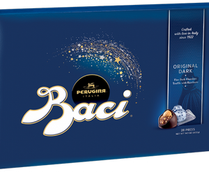 Perugina Italia Baci Original dunkle feine Schokolade Trüffel mit Haselnüssen Geschenkbox, 12.34 Unzen.