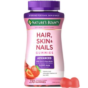 Nature’s Bounty Haarhaut & Nägel Gummis, fortgeschrittene Formel mit Biotin, Erdbeeren aromatisiert, 230 zählen – 6000mcg