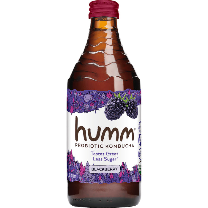 Humm – Kombucha Brombeere, Packung mit 12 Stück – 14fo