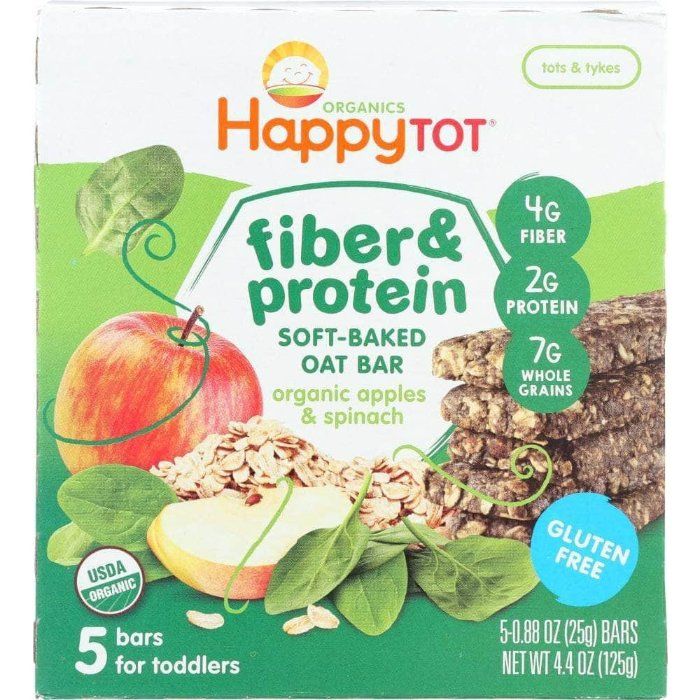 Happy Tot – Bar Hafer Apfel Spinat Org 4.4 Oz – Packung mit 6