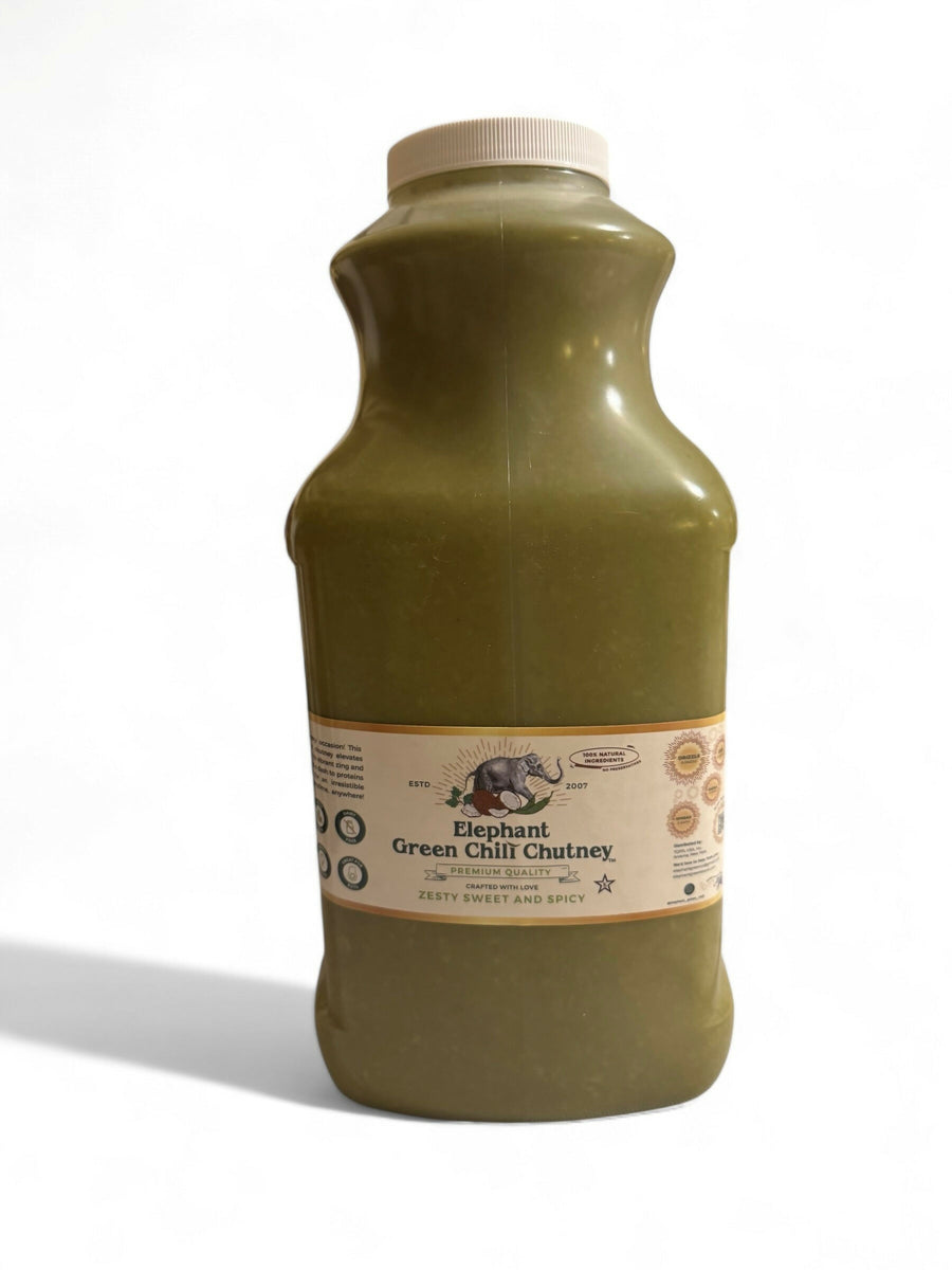 Elephant Grün Chili Chutney Flasche – 128 oz (1 Gallone)