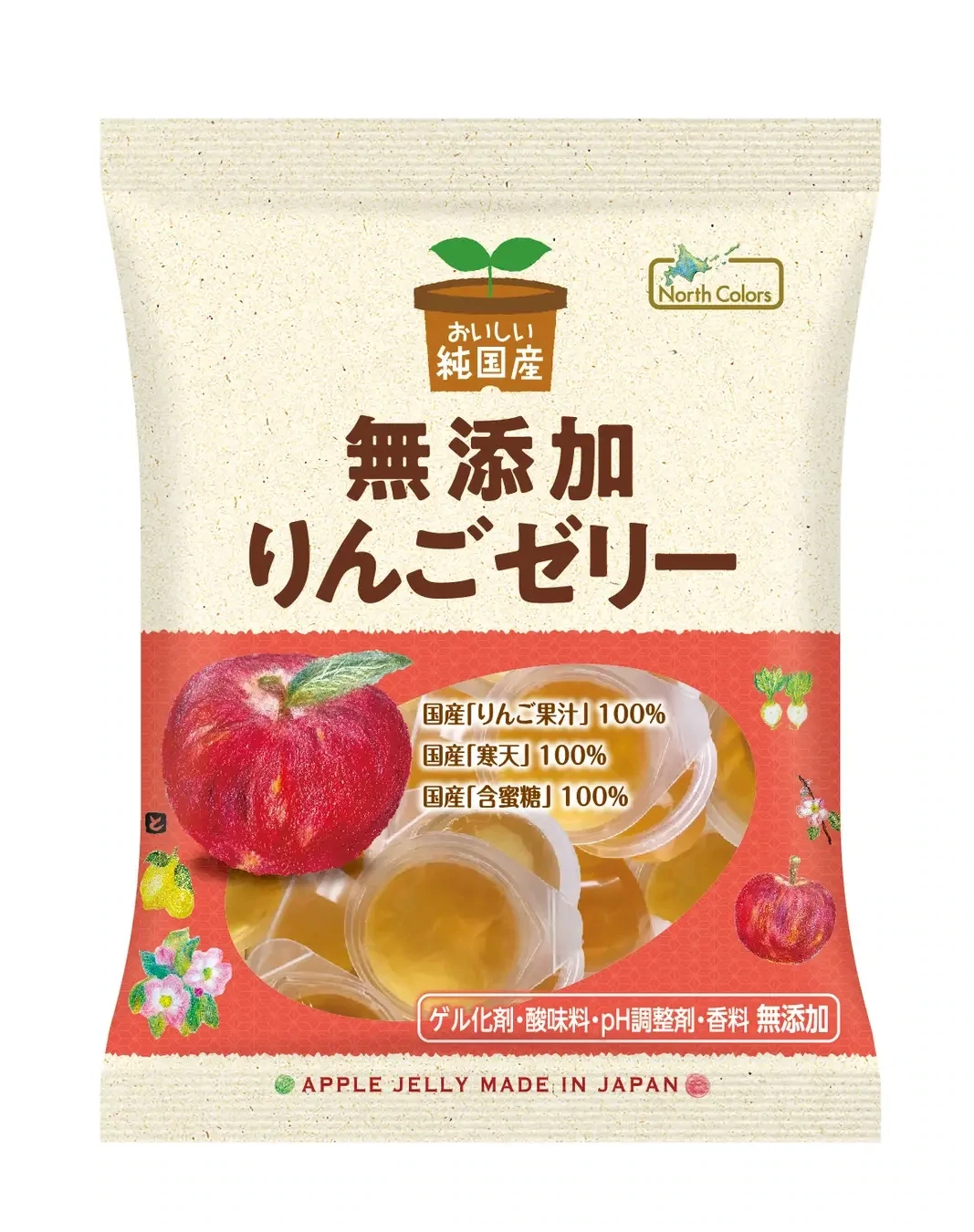 North Colors, Mutenka Ringo Jelly, Apfel Jelly, 11 Minibecher in 1 Beutel