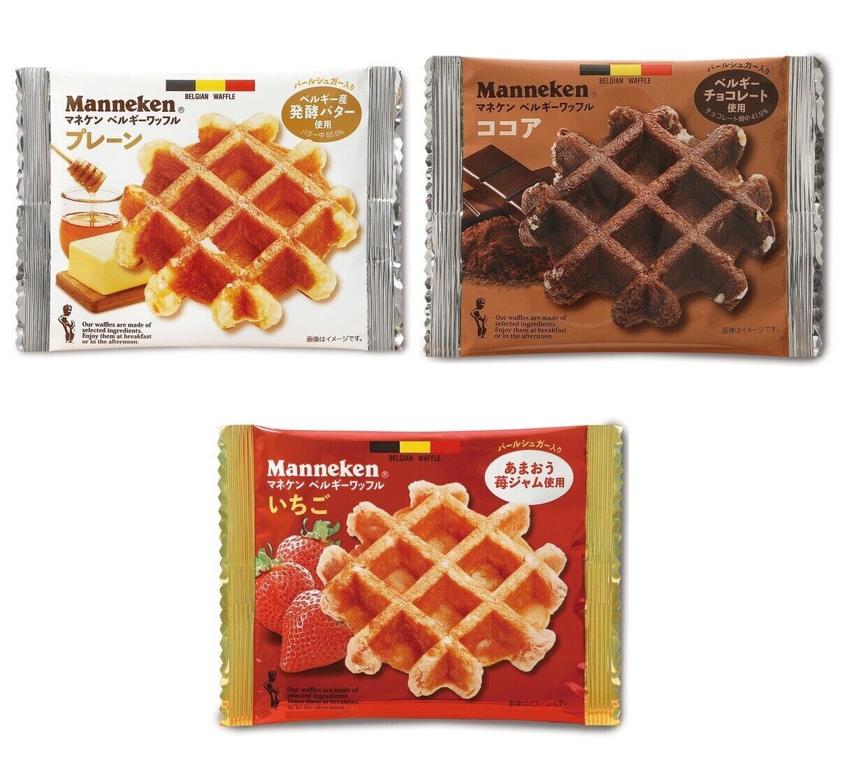 Manneken, Belgische Waffel, Butter, Schokolade & Erdbeere, Rosen Japan