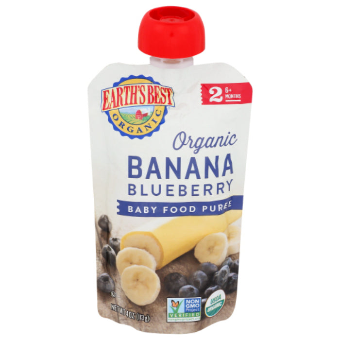Earth's Best – Baby Püree Banane Heidelbeere, 4 Unzen – Packung mit 12 Stück