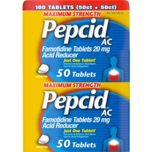 Pepcid AC Maximale Stärke, Famotidin 20mg Säure Reducer Tabletten, 100 Stück, Sodbrennen Prävention & Erleichterung