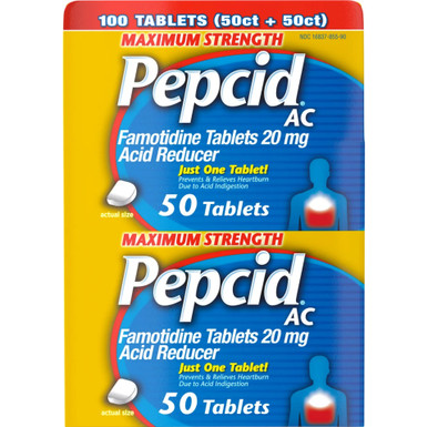 Pepcid AC Maximale Stärke, Famotidin 20mg Säure Reducer Tabletten, 100 Stück, Sodbrennen Prävention & Erleichterung