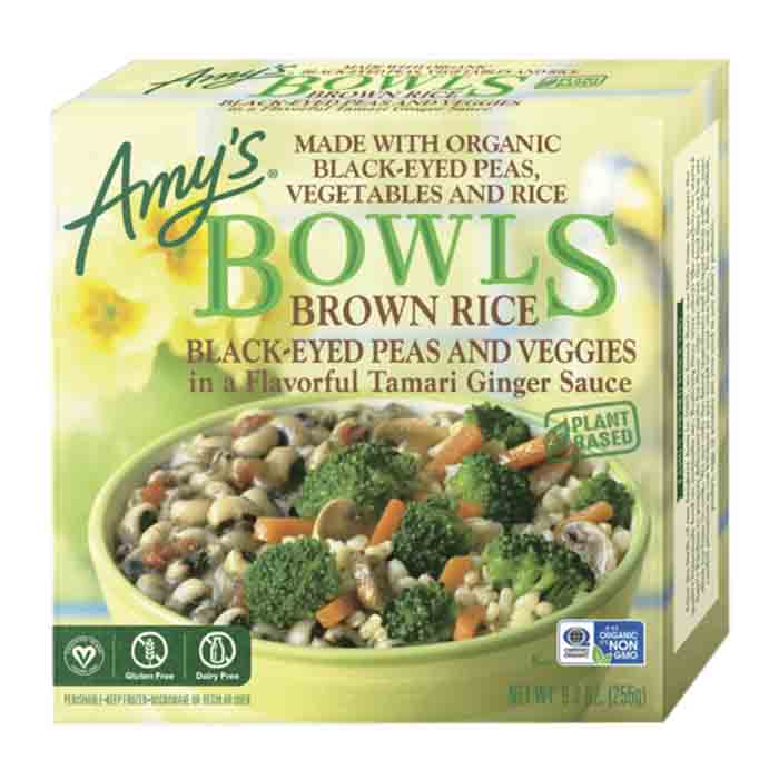 Amys – Schüssel brauner Reis und Schwarzäugige Erbsen, 9oz – Packung mit 12 Stück