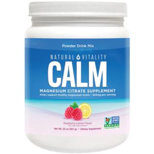 Natürliche Vitalität CALM Magnesium Citrate Supplement, Himbeer Zitrone Geschmack, 20 oz, 325mg pro Portion