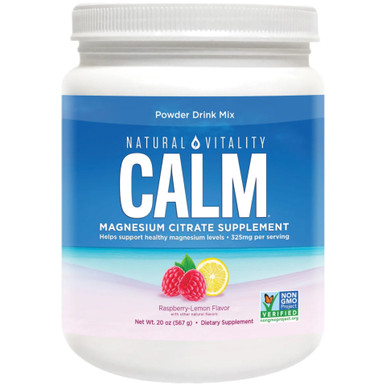 Natürliche Vitalität CALM Magnesium Citrate Supplement, Himbeer Zitrone Geschmack, 20 oz, 325mg pro Portion