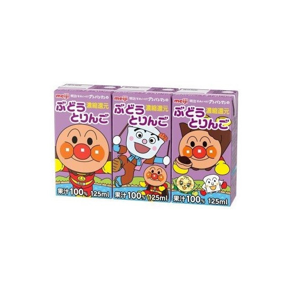 Meiji, Anpanman Drink Series, Trauben & Apfelsaft, 125ml x 3