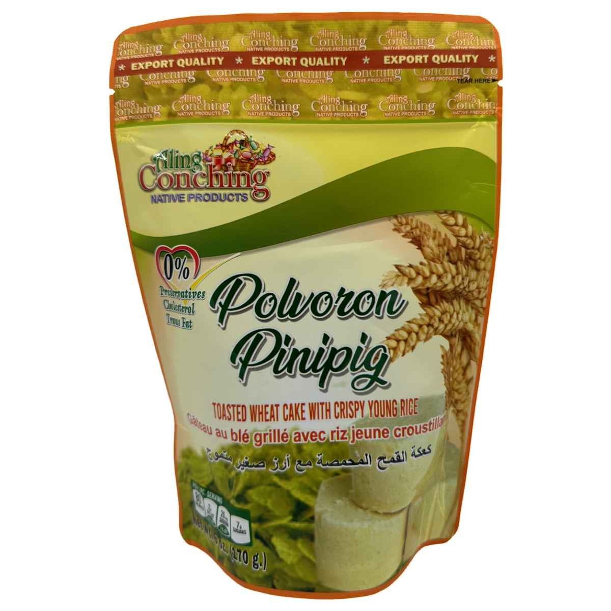 Aling Conching – Polvoron Pinipig – gerösteter Weizenkuchen mit knusprigem Jungreis – 10 Stück – 6 OZ
