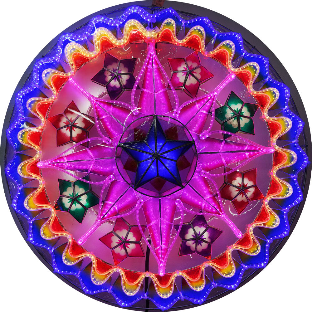 Philippinen Weihnachten Capiz Parol Laterne Stern (Tala) – Blau/Rot/Lila/Weiß- Größe 24