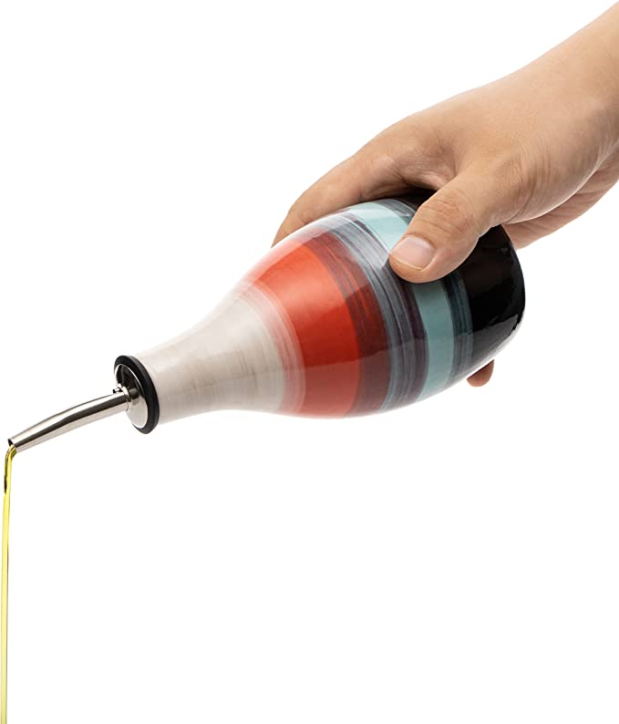 Handgemachte Keramik Öl & Essig Dispenser – 400ml tropffreie Cruet