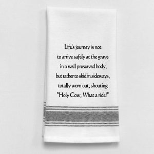 Wild Hare Designs – „Die Reise des Lebens ist nicht...“ Weiß Kitchen Towe