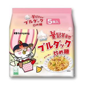 Samyang Buldak Creme carbonara super würzige Rühr-Fritt-Nudeln – 5 Packungen
