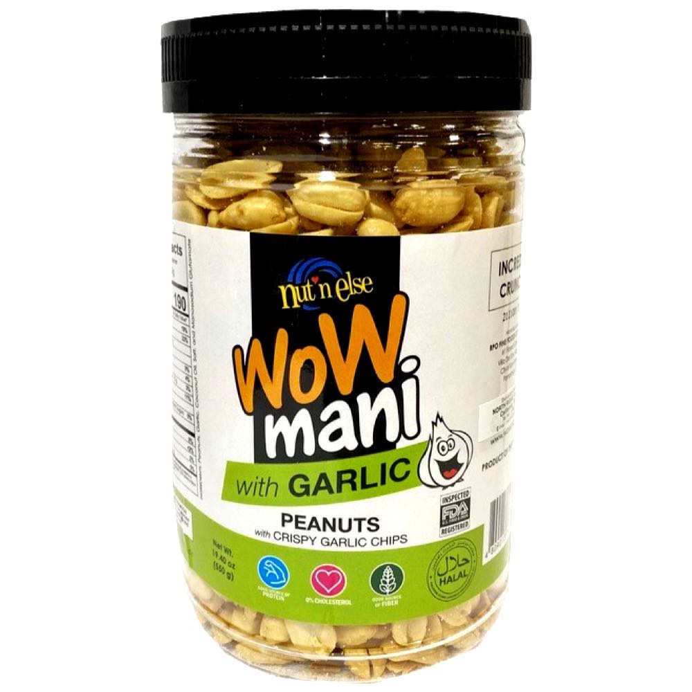 Nut n Else – WoW Mani mit Knoblauch – Erdnüsse mit knusprigen Knoblauchchips – Unglaublich knackig! – 550 G