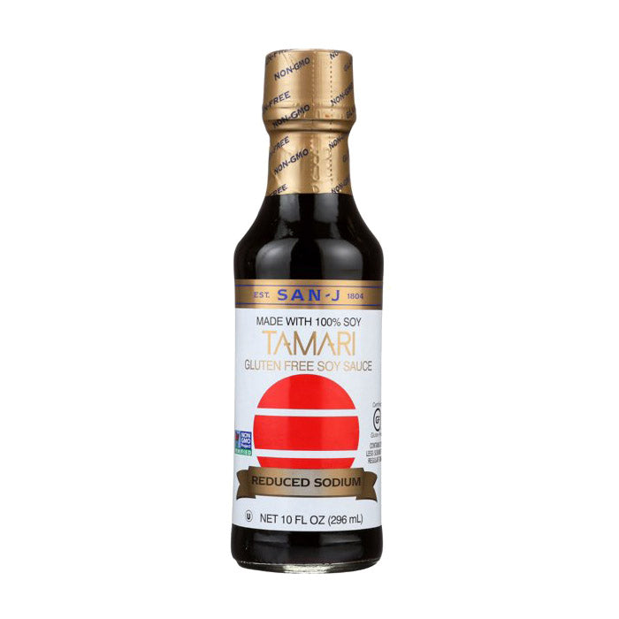 San-J – Glutenfreie Sojasauce mit reduziertem Natriumgehalt, 10 fl oz
