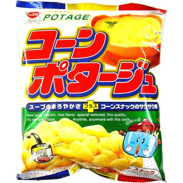 Riska Mais Potage Puff Snacks 75g × 12 Beutel – Japanischer süßer Maissuppengeschmack Snack