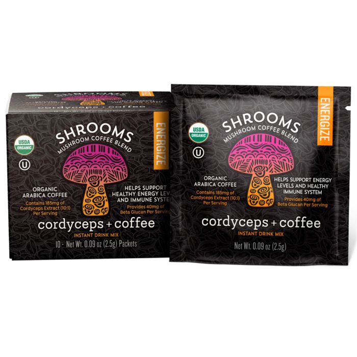 Shrooms – Kaffee mit Cordyceps, 10 Stück – Packung mit 12 Stück