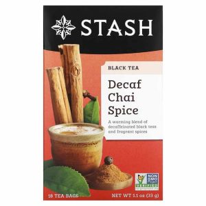 Stash Chai Gewürzentkoffeintee, 18 Beutel Packung mit 6 Stück