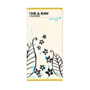 Fine and rohe dunkle Schokolade mit Meersalz, (70% Kakao/Cacao), bio – 10 bar x Gehäuse – 2oz