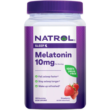 Natrol Melatonin Gummies, 10mg, Erdbeergeschmack, 180 Stück
