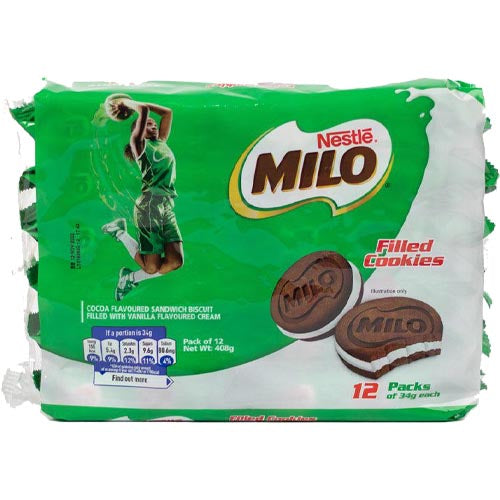 Nestle Milo – Sandwichkekse – Vanillecreme gefüllt – 12er Packung – 408 G