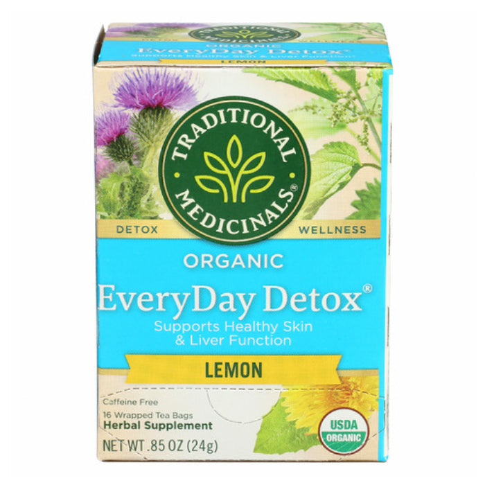 Traditional Medicinals Täglicher Detox Zitronentee, 16 Beutel – Packung mit 6