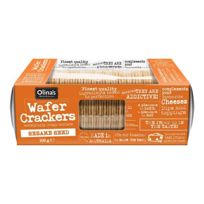 Olinas Backhaus Crackers Waffel Sesam 3,5 Oz – Packung mit 12
