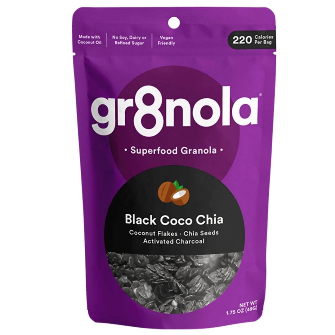 Schwarze Coco Chia Granola Packungen – 60 x 1,75 oz