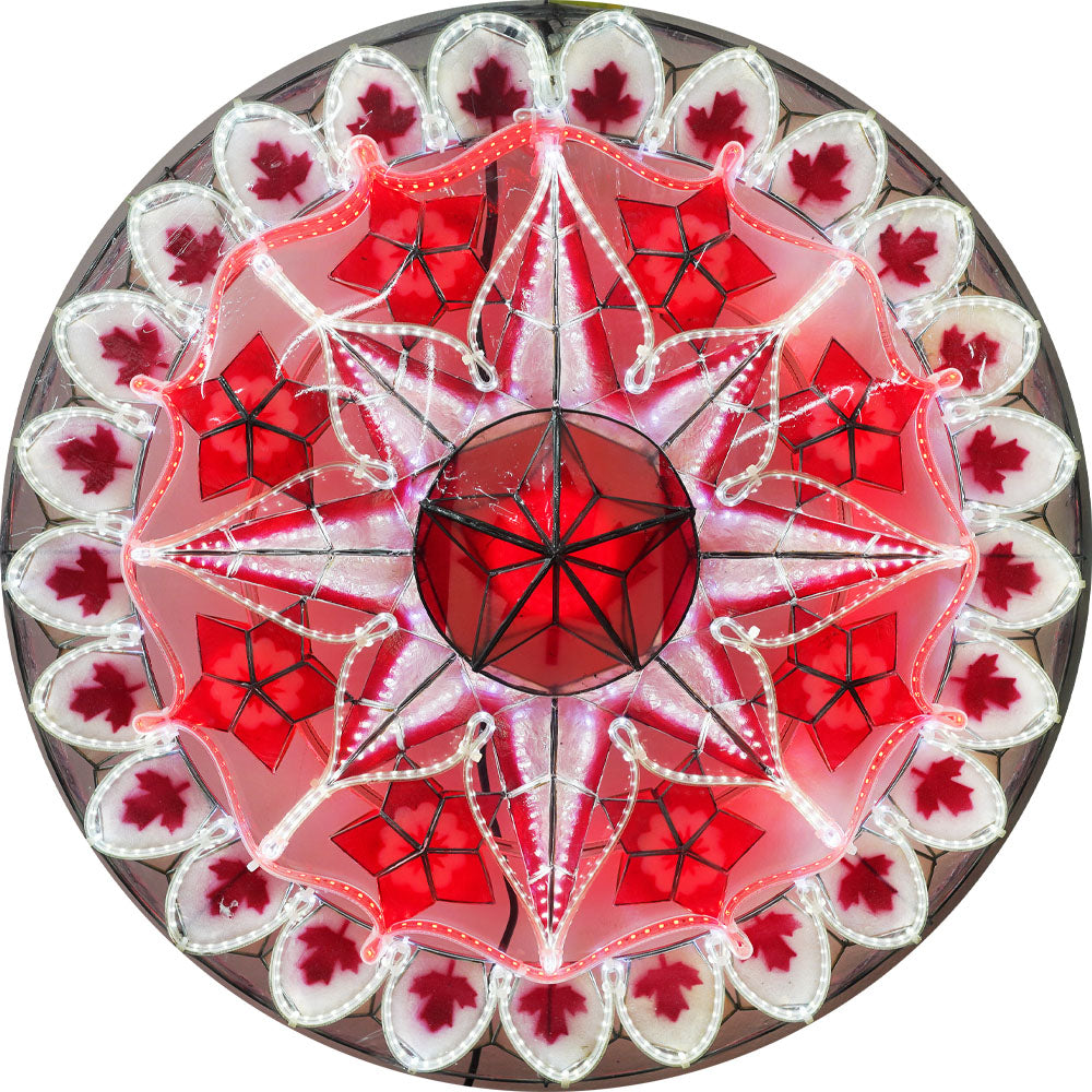Philippinen Weihnachten Capiz Parol Laterne Stern Kanada Design (Tala) – Rot / Weiß LED Show – Größe 24