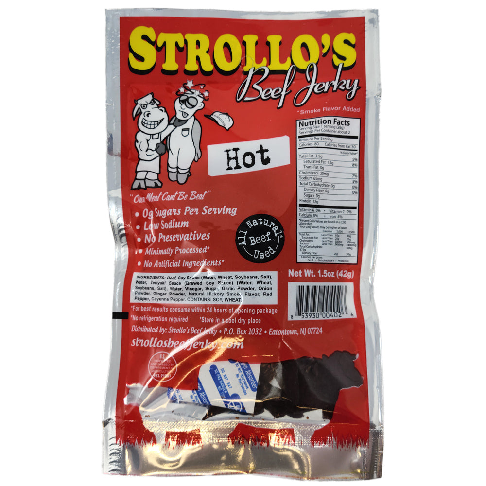 Strollo's Hot Rindfleisch Jerky - 1,5 Unzen