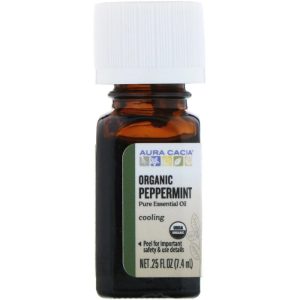 Aura Cacia Ätherisches Öl Bio Pfefferminze, 0,25 oz – Packung mit 1