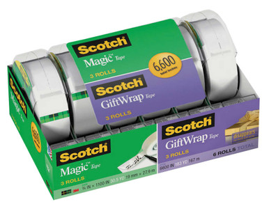 3M Scotch Magic Tape, Geschenkverpackungsband, 6600′′ insgesamt, 6er-Packung
