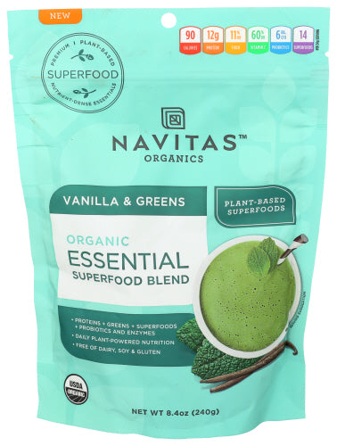 Navitas Essential Blend Vanille & Greens 8,4 OZ – Packung mit 1 Stück