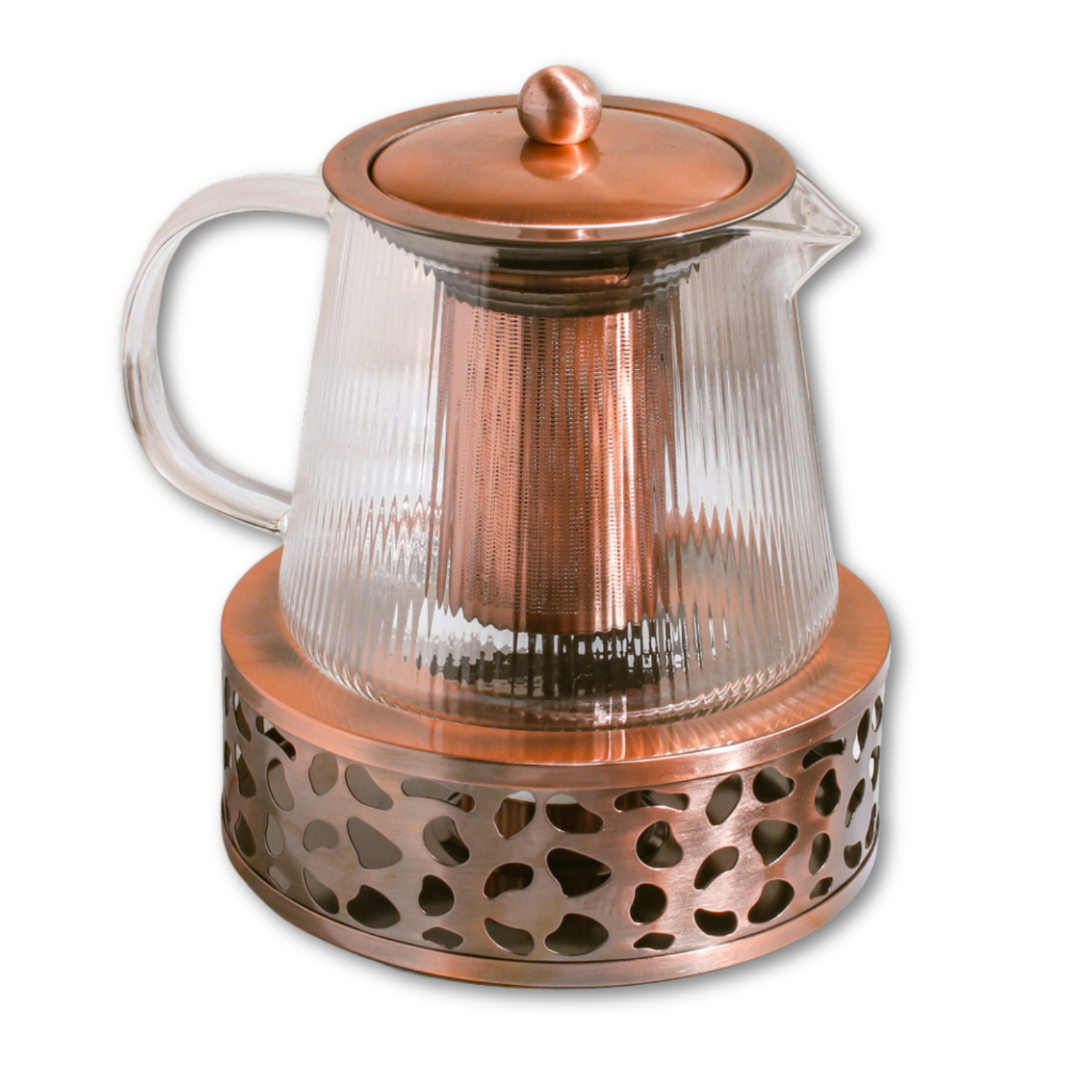 Kupfer Rose Glas Teekanne mit Teekanne wärmer