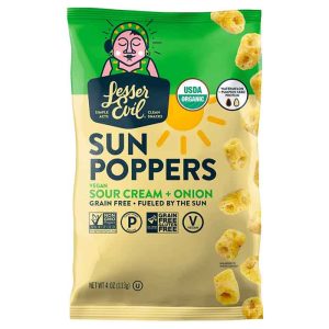 Lesser Evil – Sun Poppers Sour Creme & Zwiebel, Packung mit 9 – 4oz