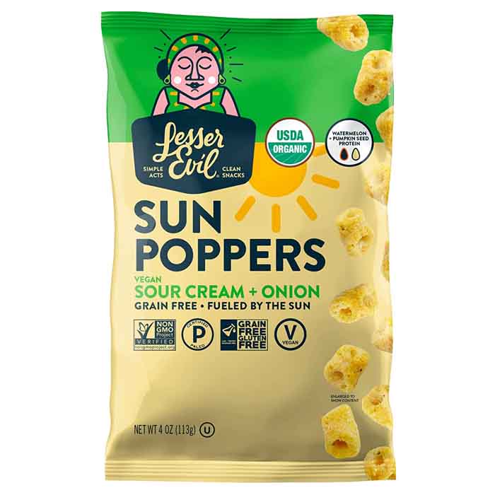 Lesser Evil – Sun Poppers Sauerrahm & Zwiebel, 4oz – Packung mit 9 Stück