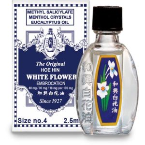 Hoe Hin weiße Blume – Embrokation – Methylsalicylat – Mentholkristalle – Eukalyptusöl – Größe 4 – 2,5 ml