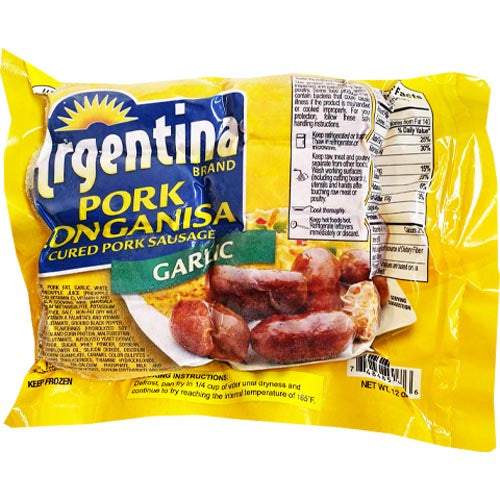 Argentinien Marke – Schweinefleisch Longanisa (Gekochte Schweinewurst) – Knoblauch – 12 OZ