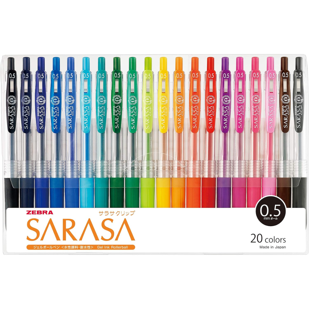 Zebra Sarasa Clip 0.5mm Gel Pens 20 Farbset – Hergestellt in Japan – Tokyo Sakura Mall