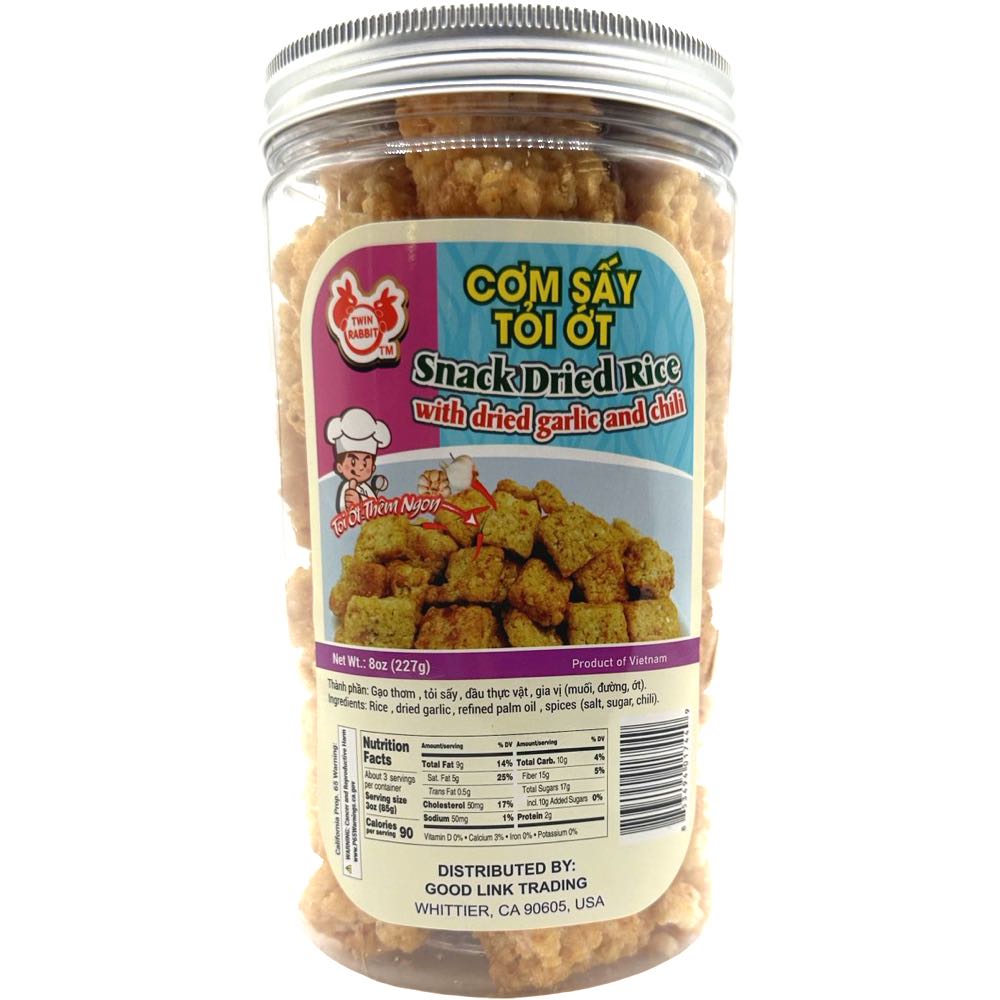Twin Rabbit – Snack getrockneter Reis mit getrocknetem Knoblauch und Chili – 8 OZ