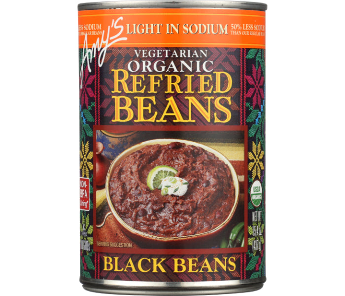 Amy's Bean Refried Niedrige Natrium Schwarz Glutenfrei, 15.4 Oz – Packung mit 1