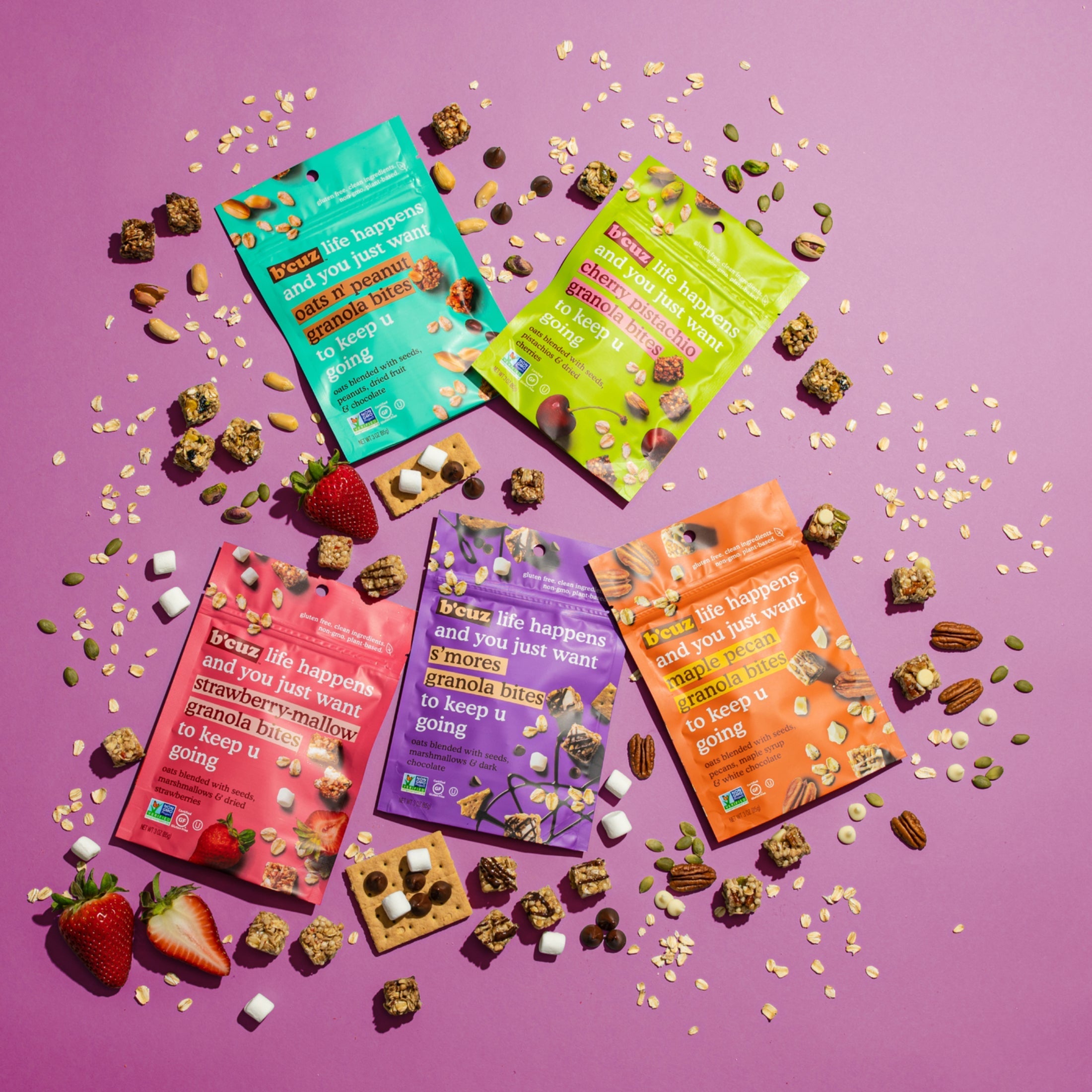 Bcuz Snacks – Granola Bites Sortiment Packung, 5 oz – Packung mit 6 Stück